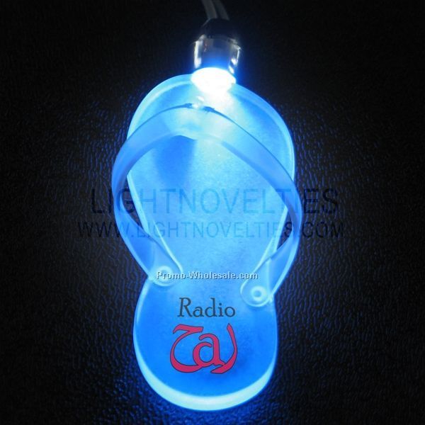 Frosted Blue Light Up Sandal Pendant Necklace