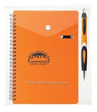 Helix Pen Combo In Envelope W/ Double Spiral Bound Notebook