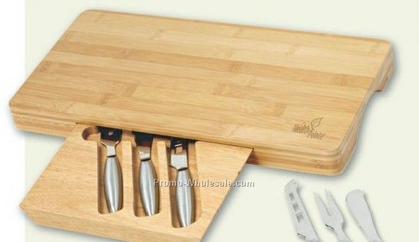 Hideaway Bamboo Cheese Board W/Utensils