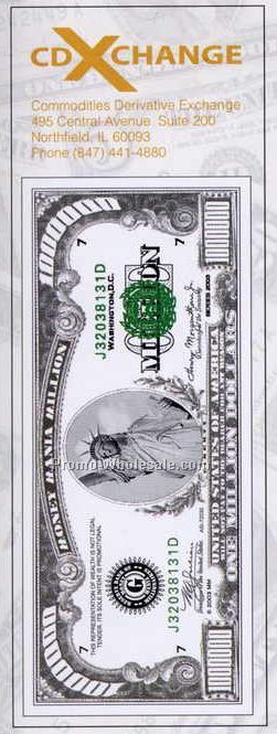 million dollar bill. Laminated Million Dollar Bill