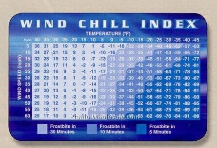 Laminated Stock Art Petite Wallet Card (Wind Chill Index Chart)