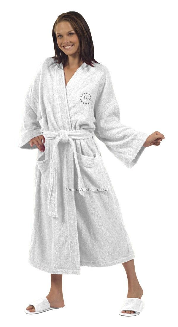 Loop Terry White Kimono Robe - 1 Size (Embroidered) White