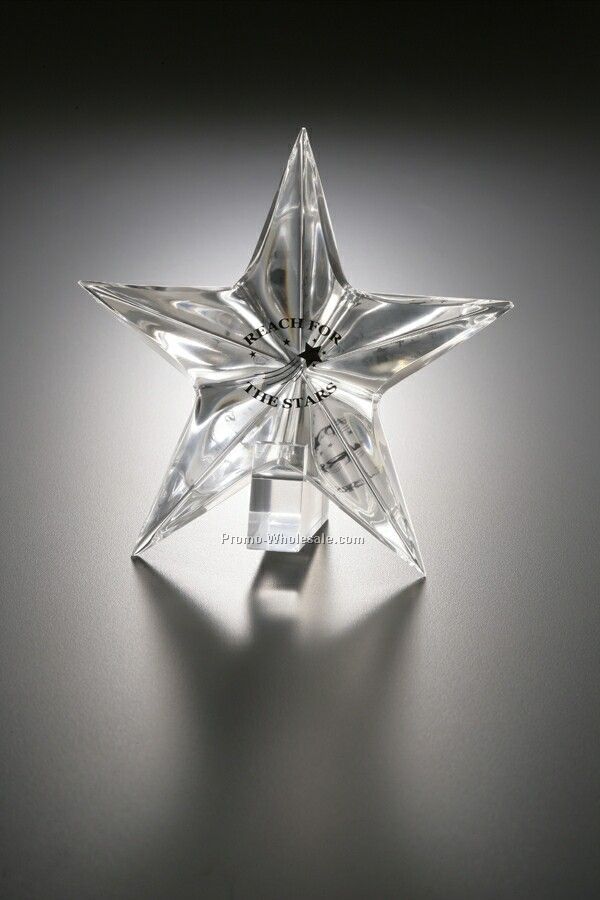 Lucite Embedment Molded Star Award On Stand