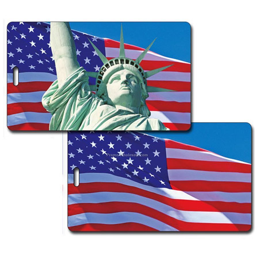 Luggage Tag 3d Lenticular American Flag Statue Stock Image - Blank Product