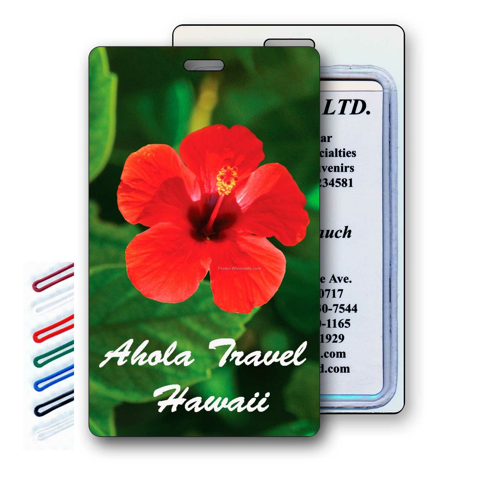 Luggage Tag 3d Lenticular Red Hibiscus Flower Stock Image - Imprint Product