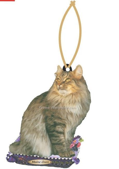 Maine Coon Cat Executive Line Ornament W/ Mirrored Back (6 Sq. Inch)