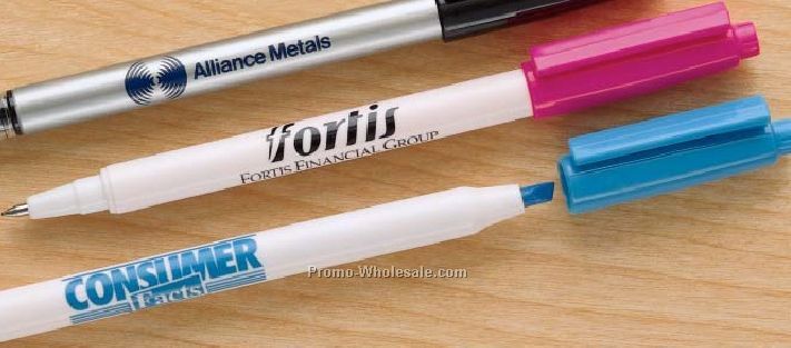 Markliter Chisel Point Highlighter & Spotliter Fine Point Pen (White)