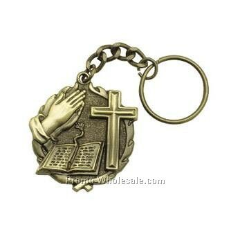 Medal, "bible" - 1-1/4" Key Chain