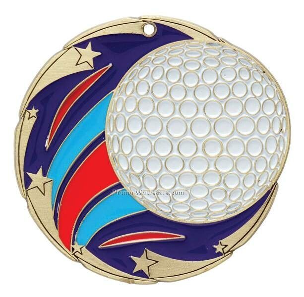 Medal, "golf" Color Star - 2-1/2" Dia.