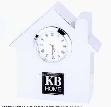 Metal House Paperweight Clock (Engraved)