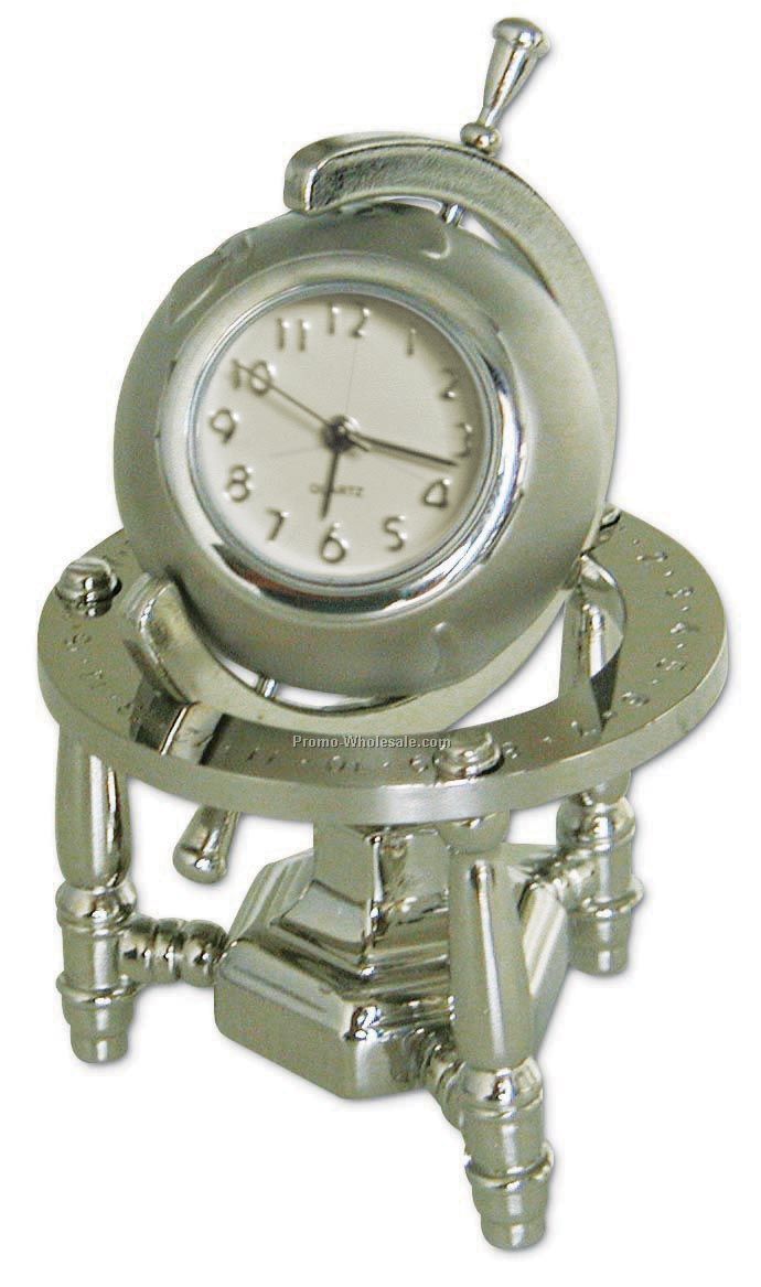 Metal Miniature Globe Replica Desk Clock