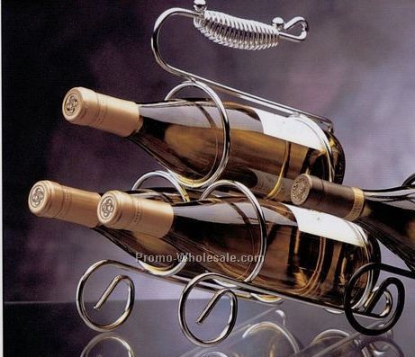Metalla Chrome 3 Bottle Wine Rack Caddy With Spiral Handle