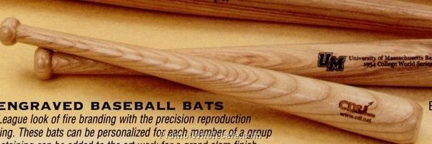 Natural Finish Laser Engraved Baseball Bats (10")