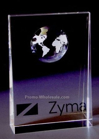 Optic Crystal Collection - Rectangle With Globe On The Center