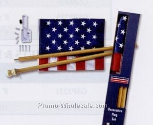 Pre-packaged U.s. Flag Kit With Pine Wood Pole