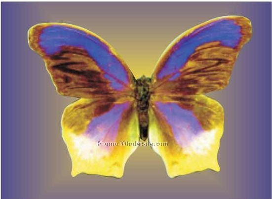 Purple & Yellow Butterfly Badge W/ Metal Pin (2-1/8"x3-1/8")