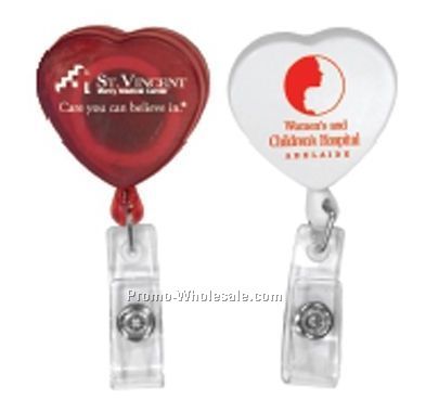 Retractable Heart Badge Holder - Standard Delivery
