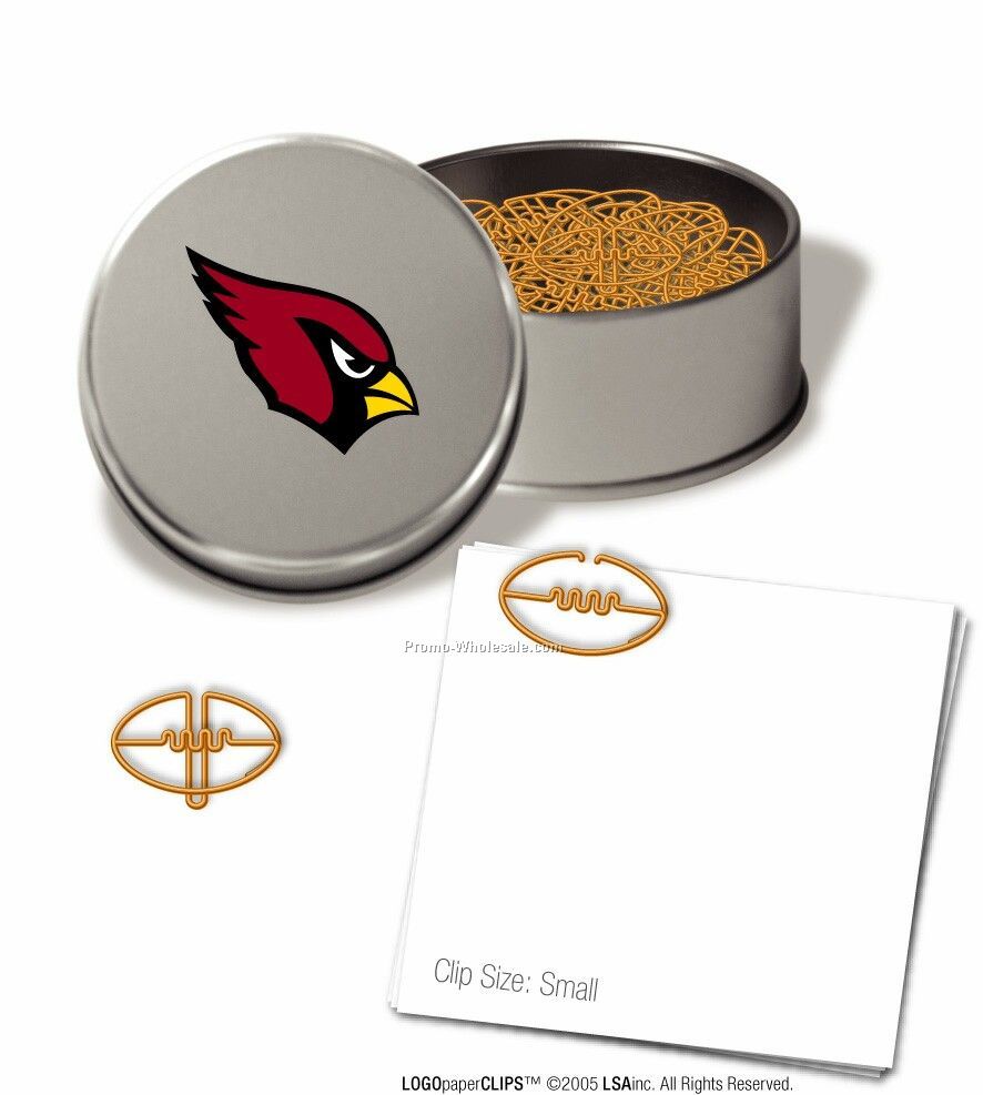 Stock Logo Paper Clips In Tin Full Color Mylar Label (Football)