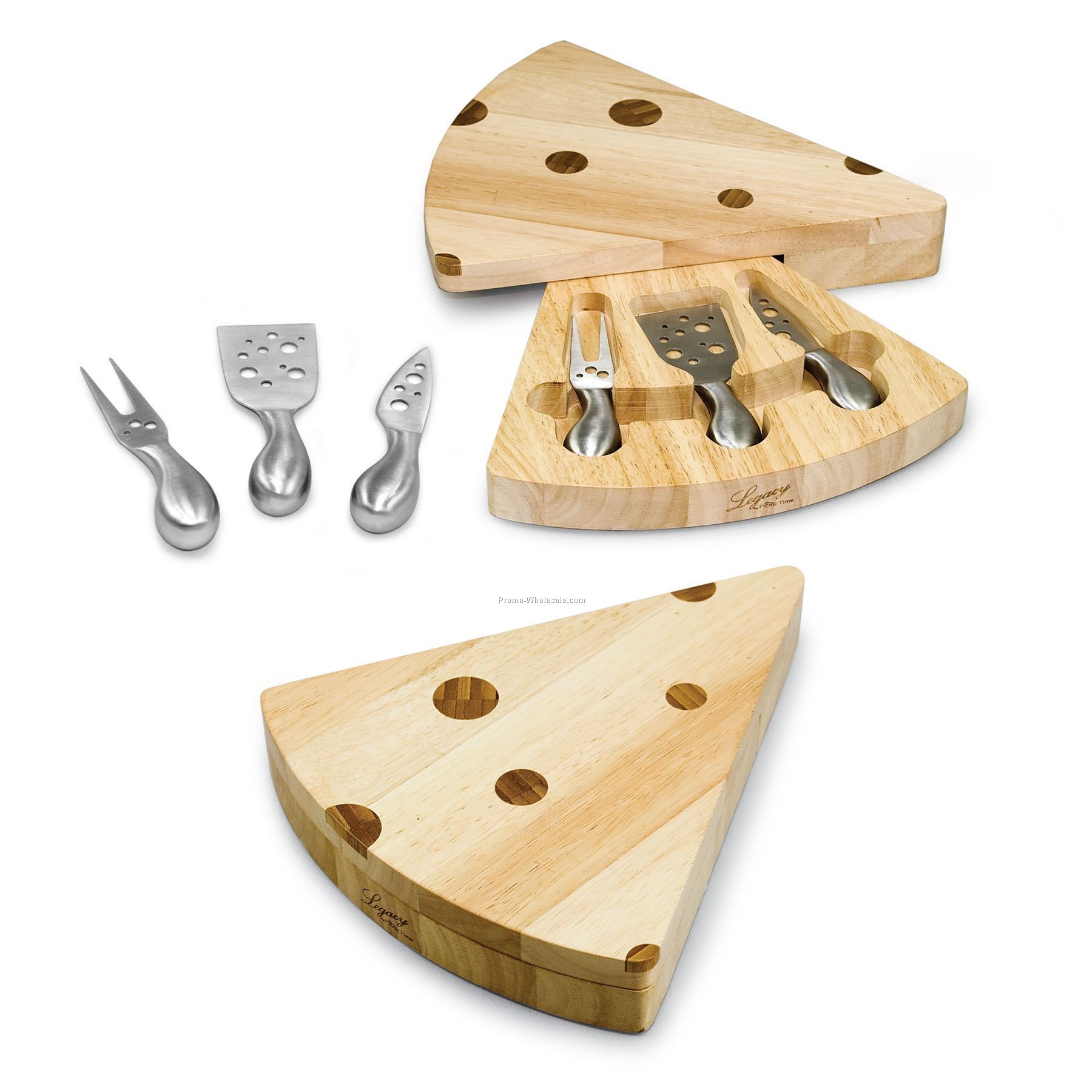 Swiss Wedge Shaped Swivel Style Cutting Board With 3 Cheese Tools