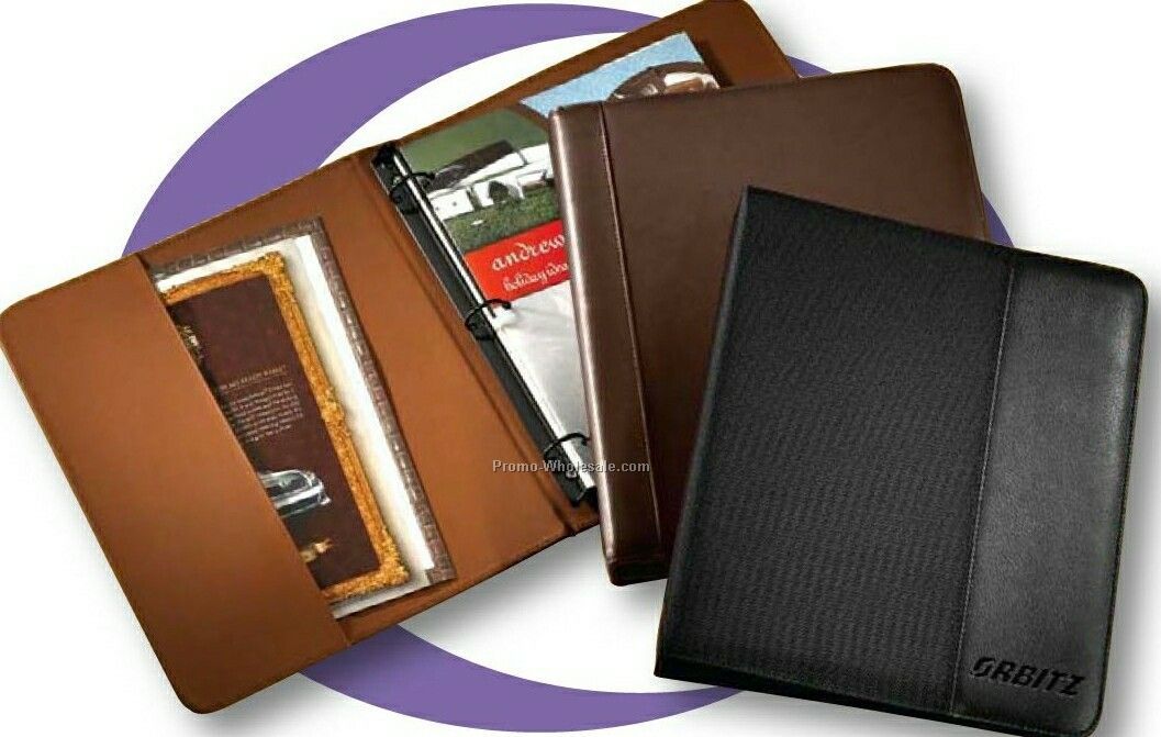 Synthetic Leather Slim Line Passport/ Document Three Ring Binder