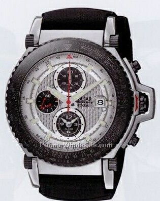 Tech Gear Flight Computer Alarm Chronograph Round Watch Black/White