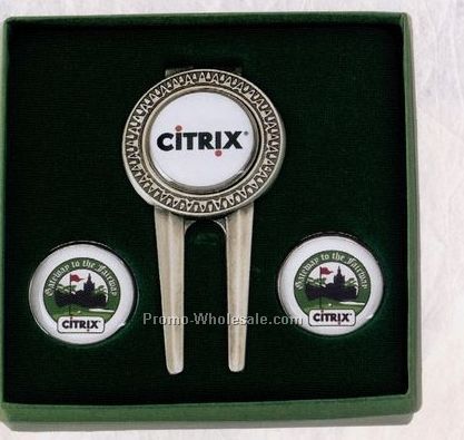 Tournament Gift Set-medallion Tool Money Clip W/ 3 Ball Markers