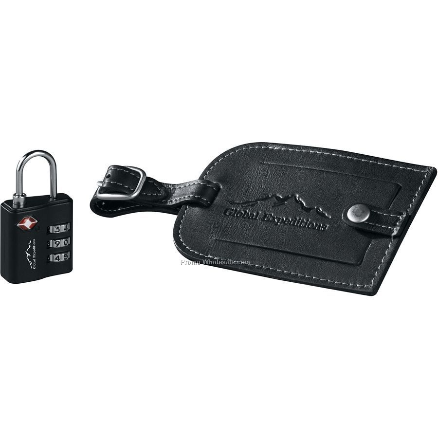 Travel Sentry Lock & Millennium Leather Identification Tag