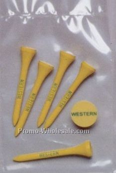 Value Pack 5 2-1/8" Tiger Golf Tees W/ 1 Ball Marker