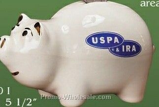 White Ceramic Piggy Bank (3"x5-1/2")