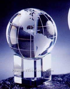 1-3/16"x1-3/16"x1-3/16" Embedded Globe With Cube Base & Meridian Lines