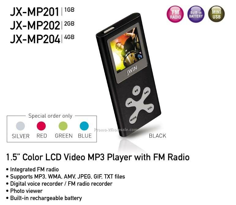 1.5" Color Lcd Video Mp3 Player With FM Radio - 1gb - Blue