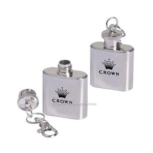 1-5/8"x2-1/2"x3/4" 1 Oz. Flask Key Ring - Laser