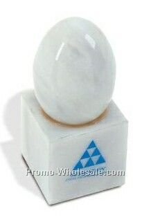 1-5/8"x2-3/8" Plymouth Egg Paperweight W/ Marble Base