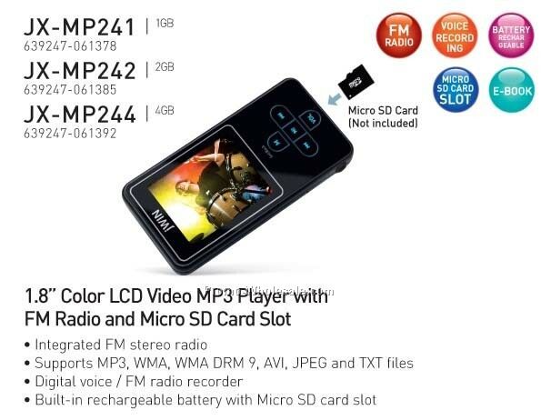 1.8" Color Lcd Video Mp3 Player W/ Radio & Sd Slot - 1gb