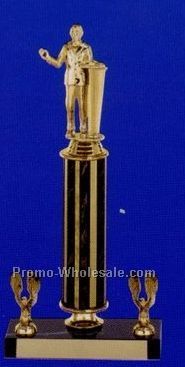 10-1/2" Elegant Black Marble Trophy W/ Interchangeable Figure