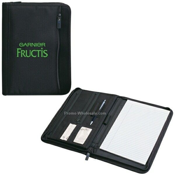 10"x13-3/4"x1" Zippered Notepad Portfolio (Imprinted)