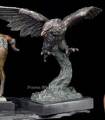11"x11-1/2"x7-1/2" Bronze Soaring Eagle On Marble Base