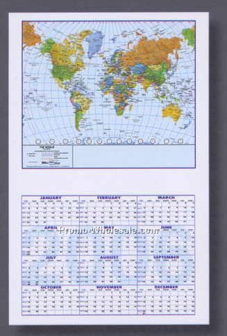 11"x17" Small World Map Calendars With Atlantic Centered