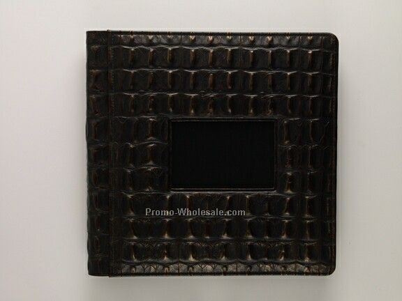 13"x13" Scrapbook Photo Album W/ Framed Opening (Bronze Crocodile)