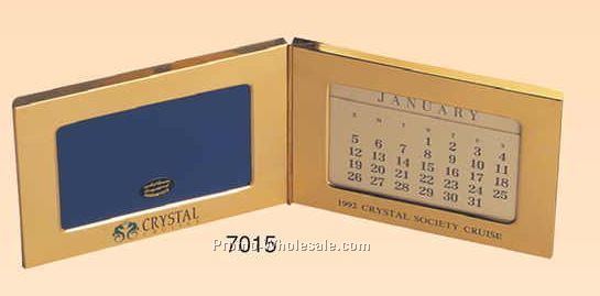 13"x4-3/4"x5/16" Brass Perpetual Calendar & Photo Frame (Screened)
