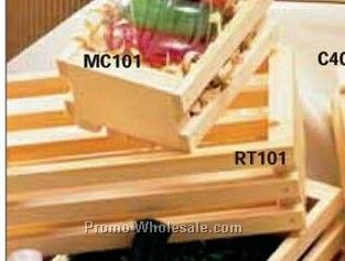 16-1/2"x10"x3-1/2" Plain Wooden Slat Style Gift & Planter Crate