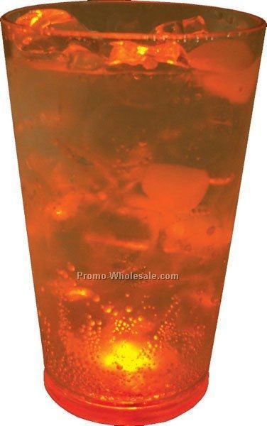 16 Oz. Orange Light Up Pint Glass W/ 3 LED Lights