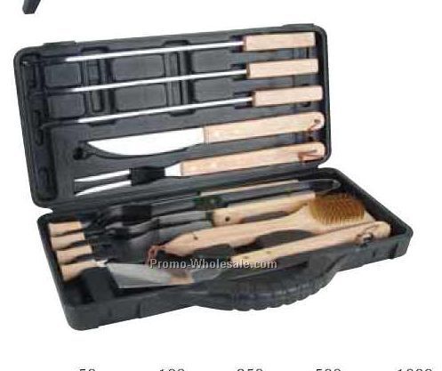 17-1/4"x10" 12 Piece Bbq Tool Set In Pvc Case