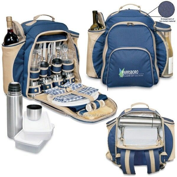 18"x16"x9" Four Person Picnic Backpack (Imprinted)