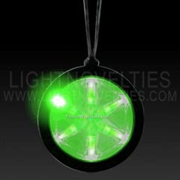 2-1/4" Light Up Badge W/ Jade Green Pendant Necklace