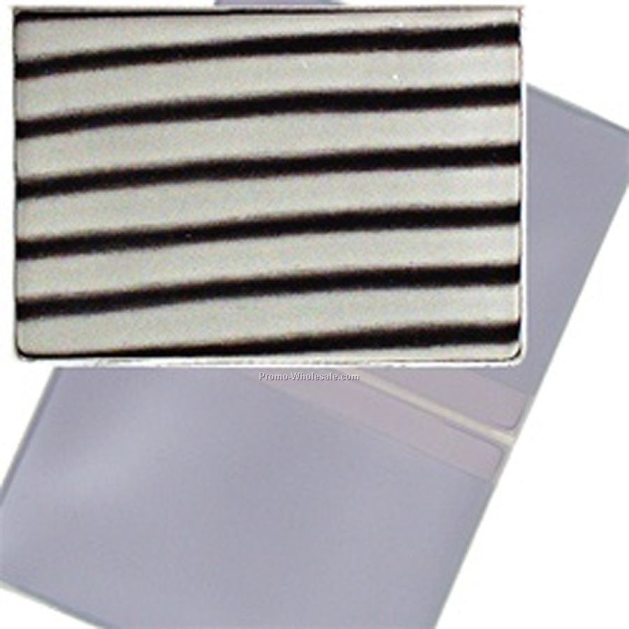 2-5/8"x4" 3d Lenticular Business Card Holder - Stock / Stripe - Black White