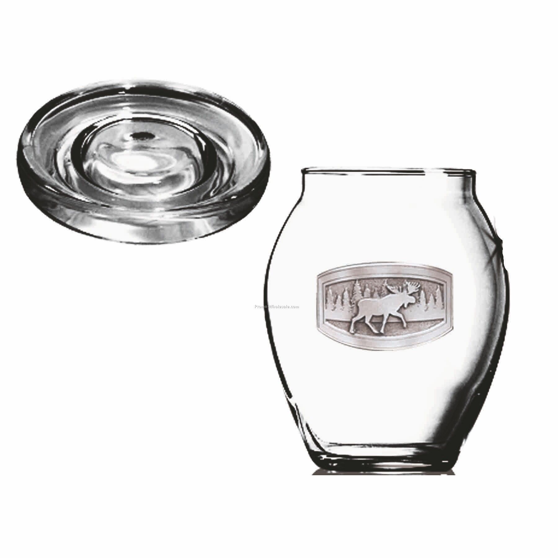 24 Oz. Optical Crystal Candy Jar (Pewter Emblem)