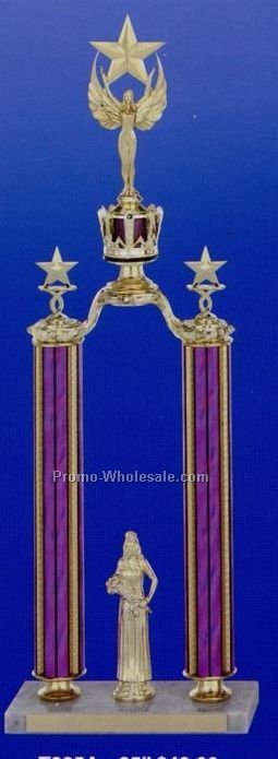 25" 2 Tier Trophy W/ Columns & Interchangeable Figure