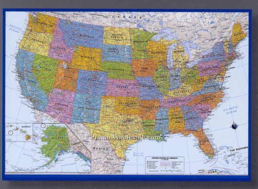 25-1/2"x17" World Poster Map With Americas Centered