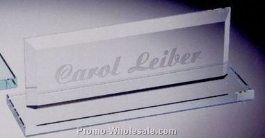 3-1/2"x10"x3" Starphire Name Plate W/ Base